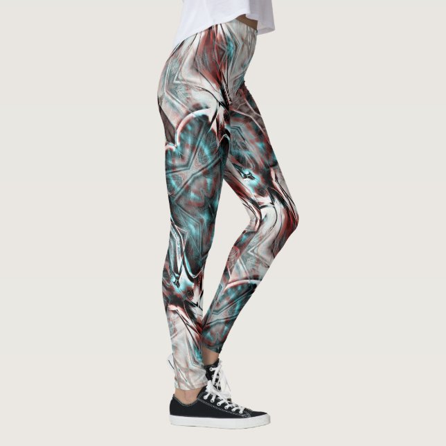 kinked brown red to blue pixelated drizzle texture leggings (Right)