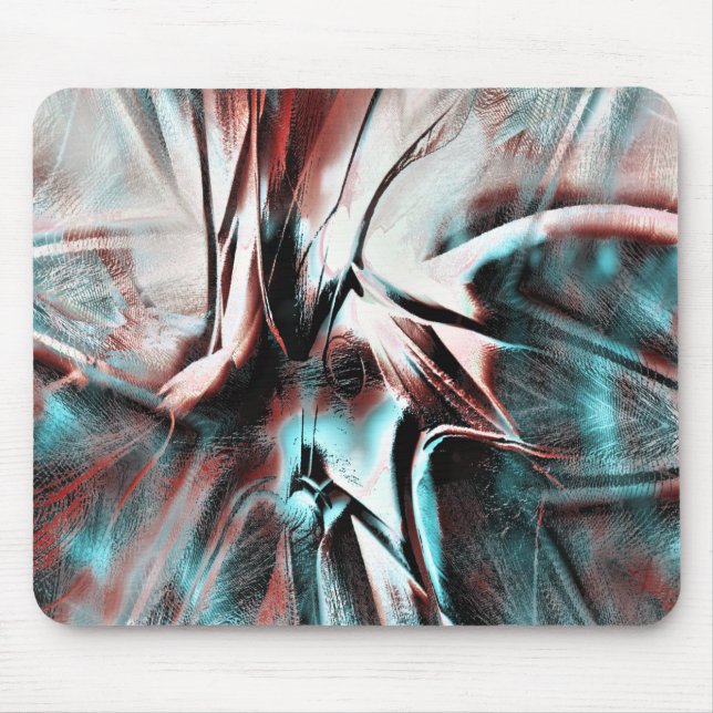 kinked brown red to blue pixelated drizzle texture mouse pad (Front)