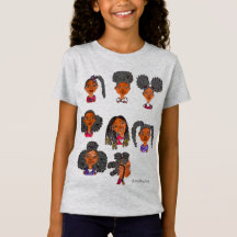 Kinky Curly Brown Skin Girls T-Shirt