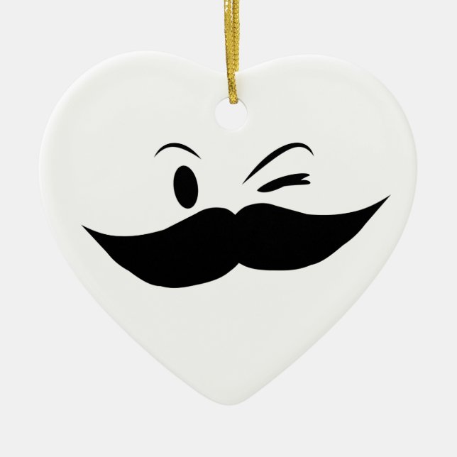 Kinky Moustache Ceramic Tree Decoration (Front)