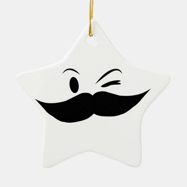 Kinky Moustache Ceramic Tree Decoration (Front)