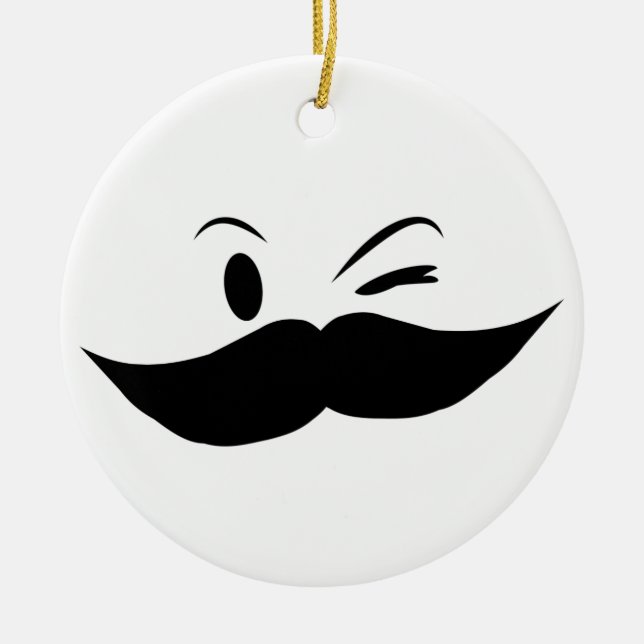 Kinky Moustache Ceramic Tree Decoration (Front)