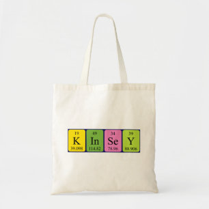 Kinsey periodic table name tote bag