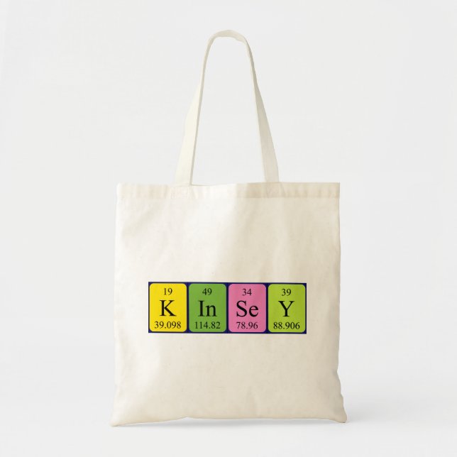 Kinsey periodic table name tote bag (Front)