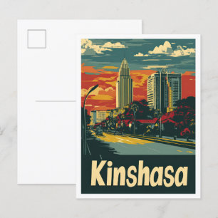 Kinshasa Congo Vintage Travel Illustration Postcard