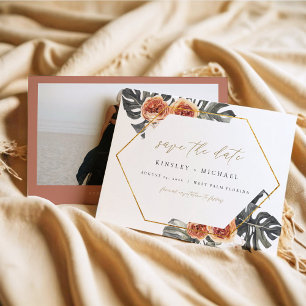 KINSLEY Boho Terracotta Photo Save the Date  Invit Invitation