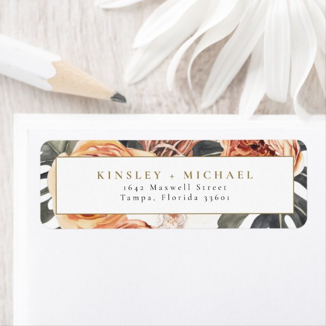 KINSLEY Boho Terracotta Tropical Return Address La Label (Insitu)