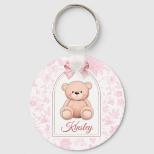 Kinsley Custom Pink Teddy Bear Nursery Design Key Ring