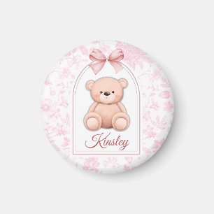 Kinsley Custom Pink Teddy Bear Nursery Design Magnet