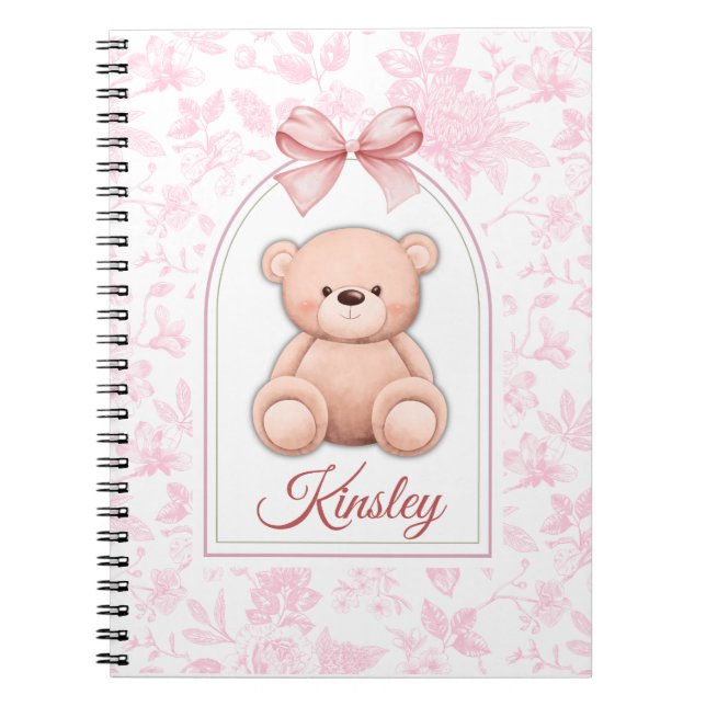 Kinsley | Custom Pink Teddy Bear Nursery Design  Notebook (Front)