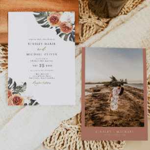 KINSLEY Tropical Boho Terracotta Photo Wedding Invitation