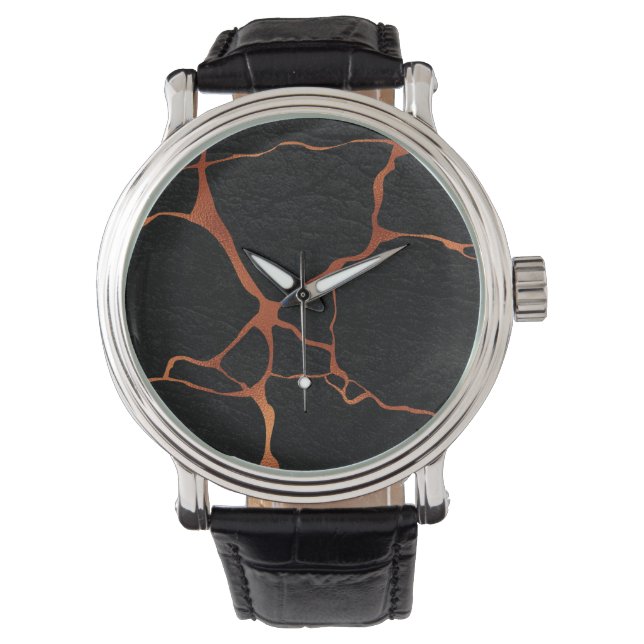 Kintsugi 1C Black Leather Watch (Front)