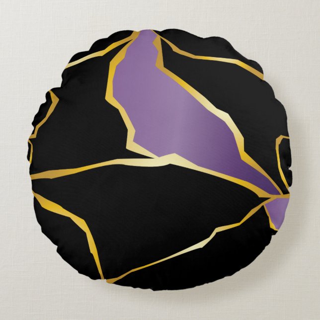 Kintsugi Amethyst Accents Round Cushion (Front)
