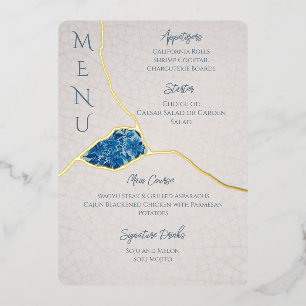 Kintsugi Inspired Blue Cherry Blossom Menu