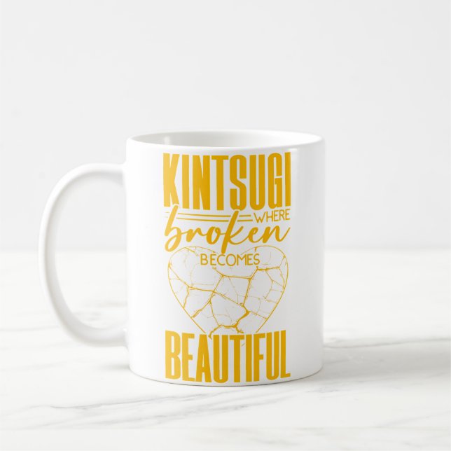 Kintsugi  Kintsukuroi Imperfect Japanese Art Potte Coffee Mug (Left)