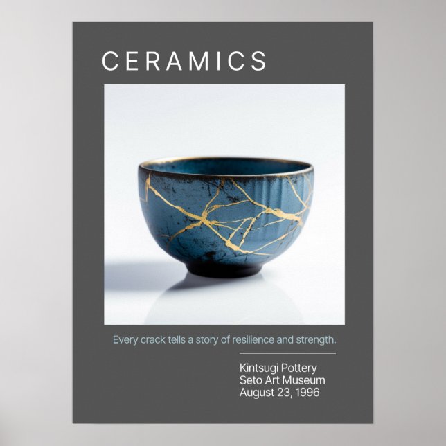 Kintsugi Pottery Poster Series | Grey (Front)