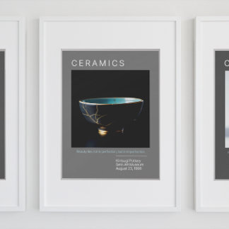 Kintsugi Pottery Poster Series | Grey