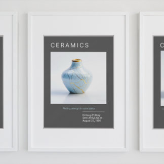 Kintsugi Pottery Poster Series | Grey