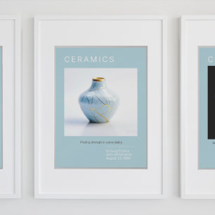 Kintsugi Pottery Poster Series   Pale blue