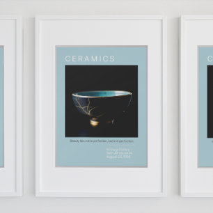 Kintsugi Pottery Poster Series   Pale blue