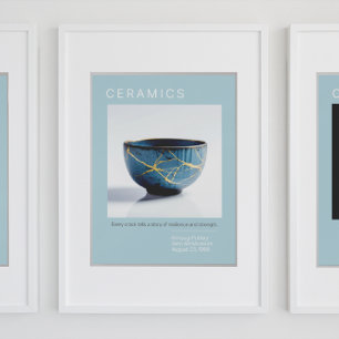 Kintsugi Pottery Poster Series Soft blue