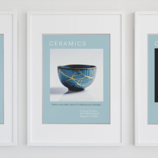Kintsugi Pottery Poster Series | Soft blue