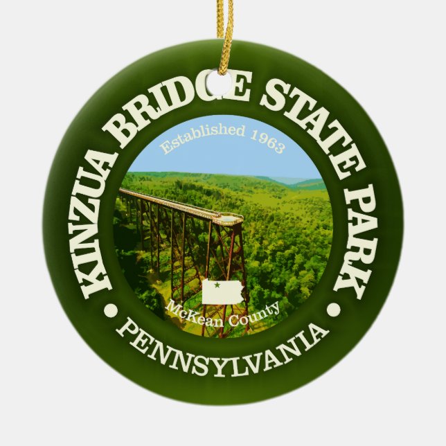 Kinzua Bridge SP Ceramic Ornament (Front)