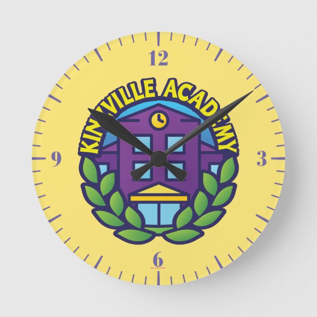Kinzville Academy Logo Round Clock (Front)