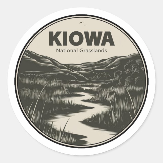 Kiowa National Grasslands Stream Classic Round Sticker (Front)