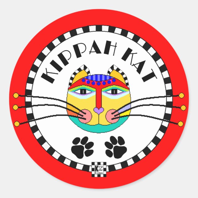 Kippah Kat Classic Round Sticker (Front)