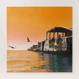 kiptopeke concrete ships and seagulls jigsaw puzzle