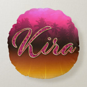 Kira Vorname Name golden pink Kissen Round Cushion