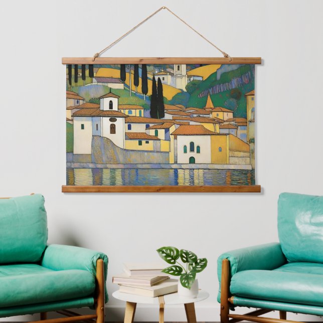 Kirche Cassone Gustav Klimt Painting Landscape Hanging Tapestry (Living Room)