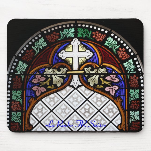 Kirchenfenster La Roche FR Suisse Mousepad (Front)