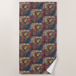 Kirchner Expressionist Vibrant Orange Lilies Art Beach Towel