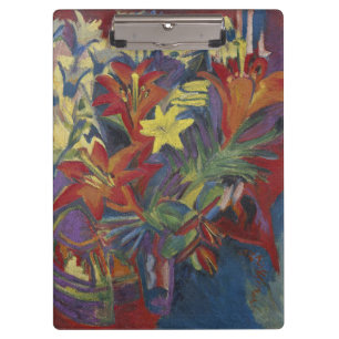  Kirchner Expressionist Vibrant Orange Lilies Art Clipboard