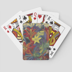 Kirchner Expressionist Vibrant Orange Lilies Art Playing Cards