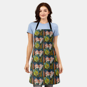 Kirchner Pink Roses Expressionist Floral Art Apron