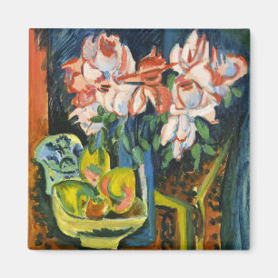 Kirchner Pink Roses Expressionist Floral Art Magnet