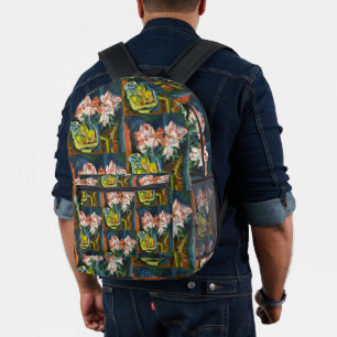 Kirchner Pink Roses Expressionist Floral Art Printed Backpack