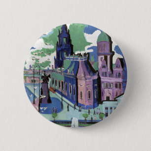 Kirchner View of Dresden Schlossplatz Fine Art 6 Cm Round Badge