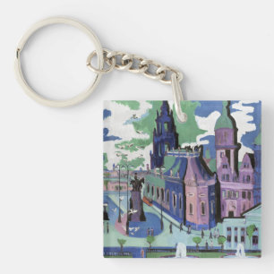 Kirchner View of Dresden Schlossplatz Fine Art Key Ring