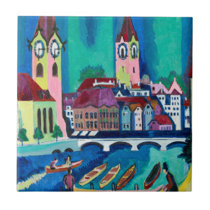 Kirchner Zurich Cityscape Expressionist Art Ceramic Tile