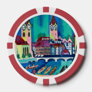Kirchner Zurich Cityscape Expressionist Art Poker Chips