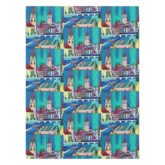 Kirchner Zurich Cityscape Expressionist Art Tablecloth (Front)