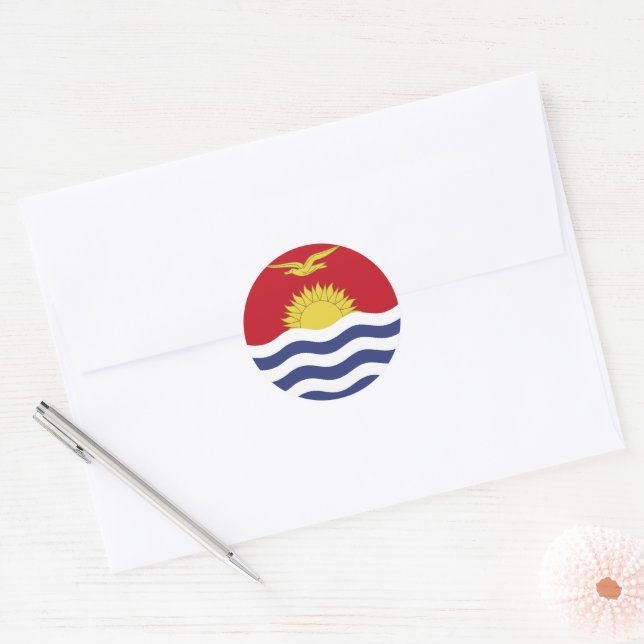 Kiribati flag classic round sticker (Envelope)