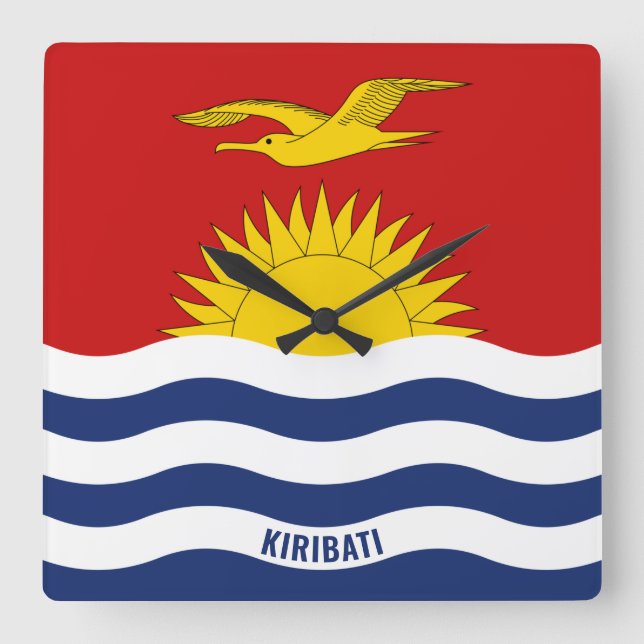 Kiribati Flag Dazzling Patriotic Square Wall Clock (Front)