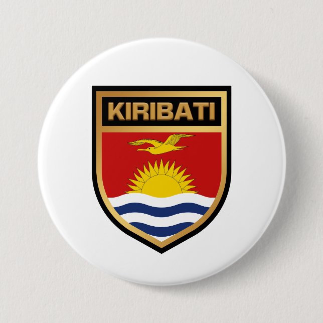 Kiribati Flag Shield 7.5 Cm Round Badge (Front)