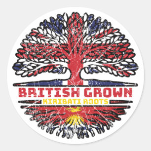 Kiribati I-Kiribati British UK Tree Roots Flag Classic Round Sticker