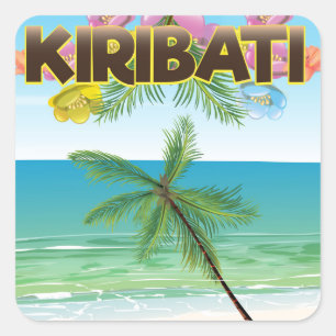 Kiribati Island travel poster Square Sticker